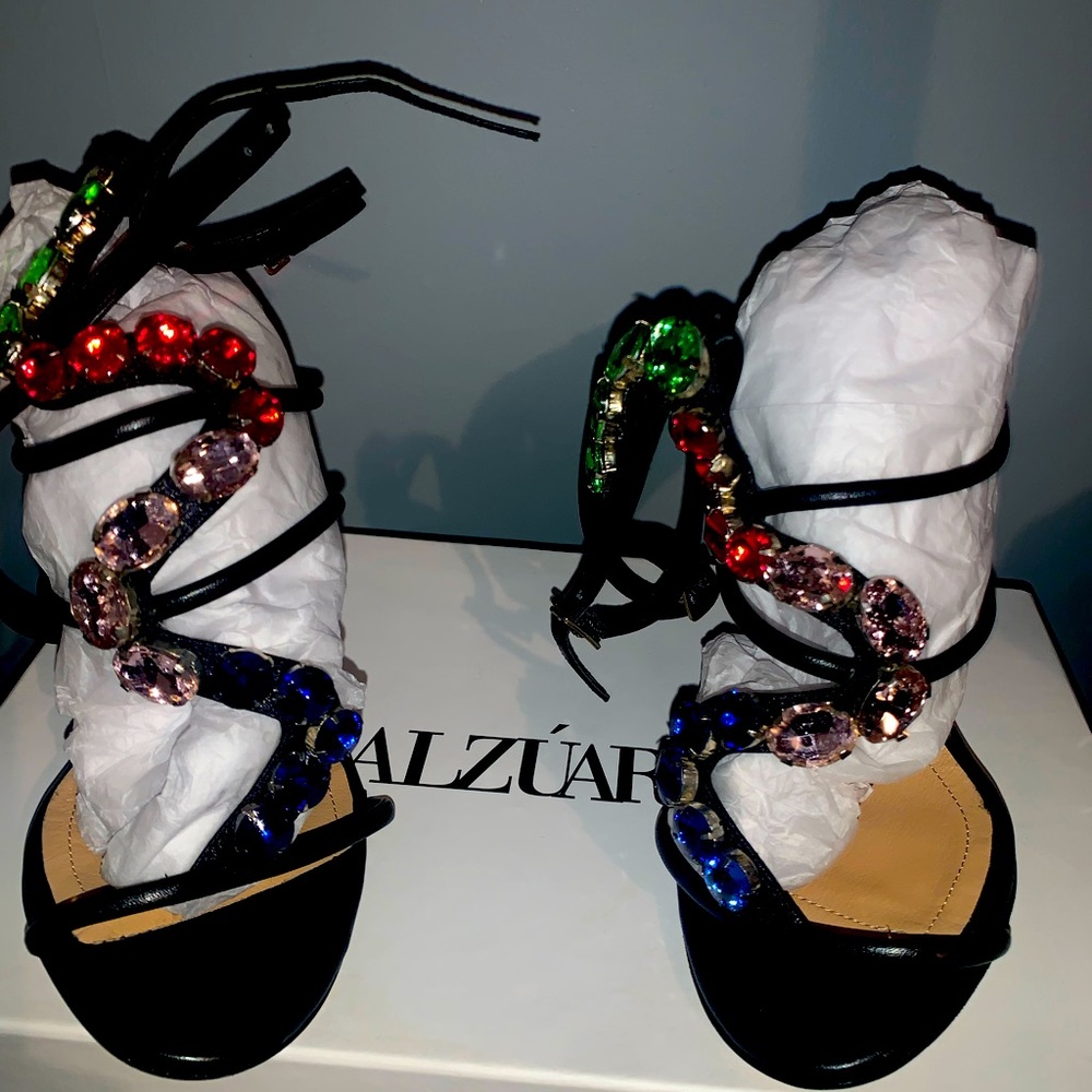 Alzuaar colorful rhinestone sandals